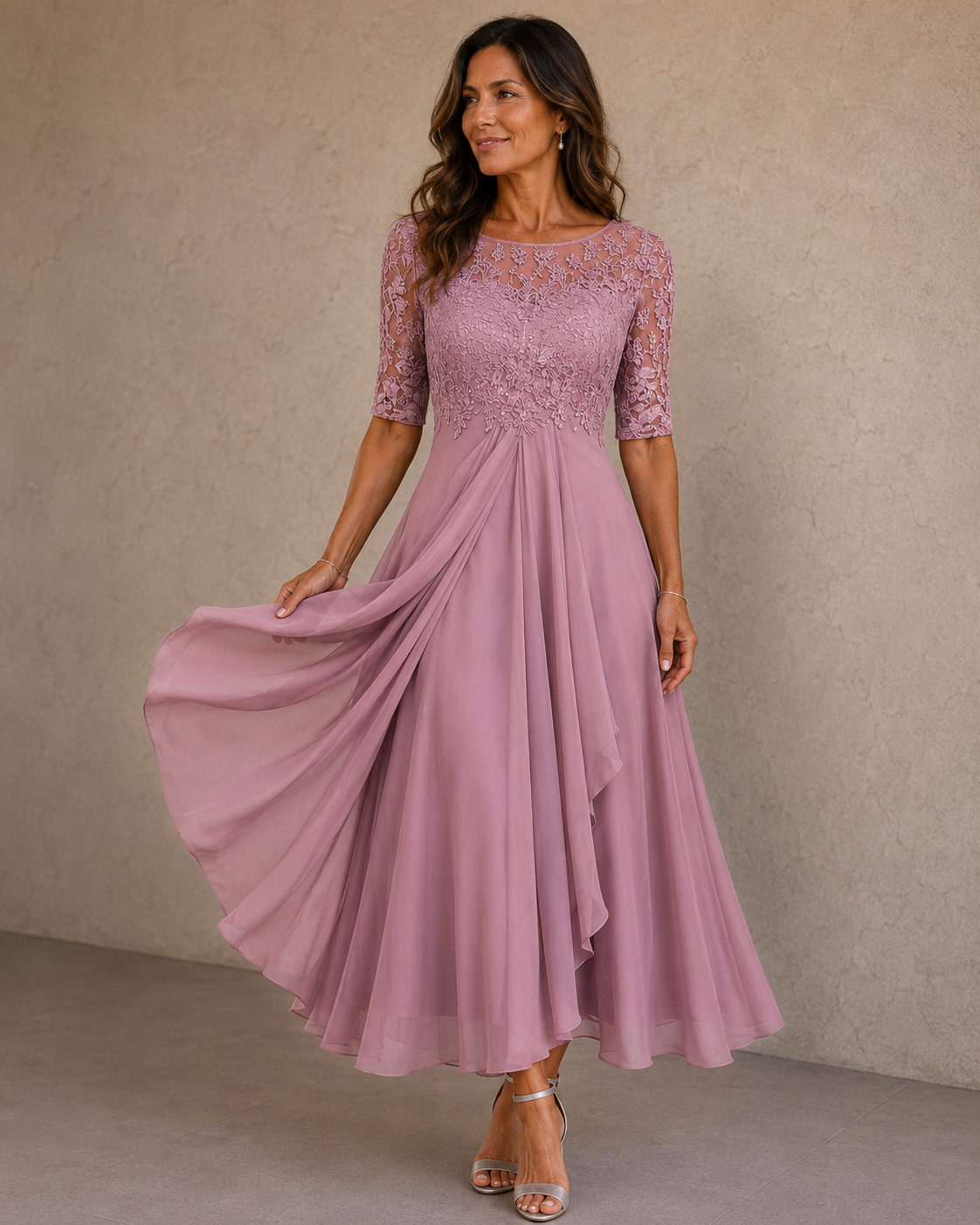 Abella™ | Abito in Pizzo e Chiffon