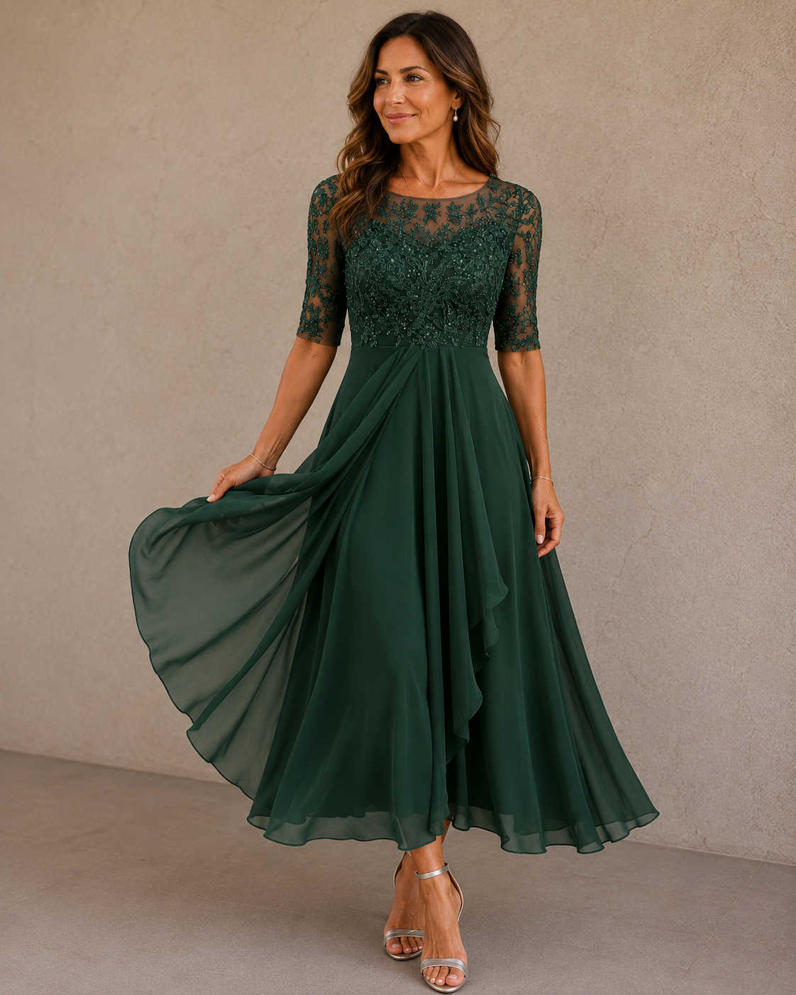 Abella™ | Abito in Pizzo e Chiffon
